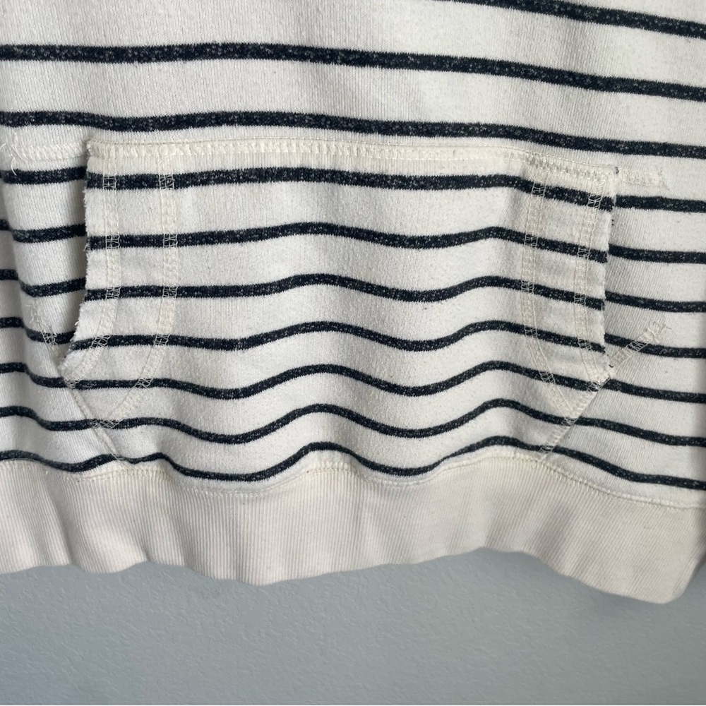 Jo & Co Striped Hoodie Women Medium Black White Pullover Nautical Sweatshirt - Picture 5 of 8